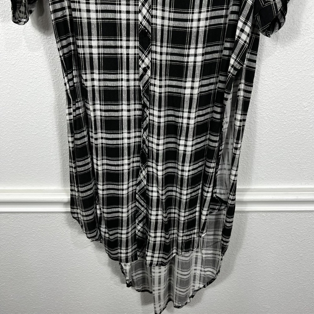 Live 4 Truth Plaid Shirt Dress‎ Duster 3/4 Roll Tab Sleeve Grunge Women's 22/24 - Picture 4 of 16